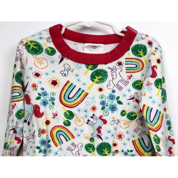 Hanna Andersson PJ Shirt Rainbows Unicorns sz 140 10 Top Trees Print - Picture 2 of 7